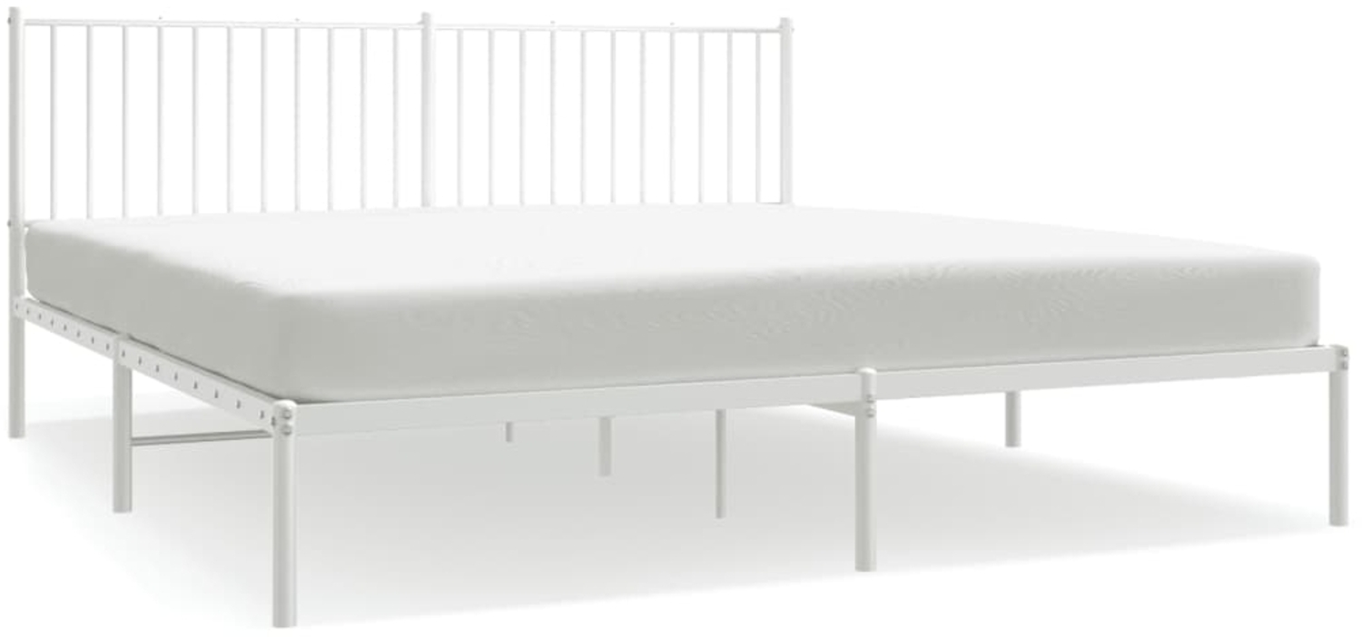 vidaXL Bettgestell mit Kopfteil Metall Weiß 183x213 cm 350936 Bild 1