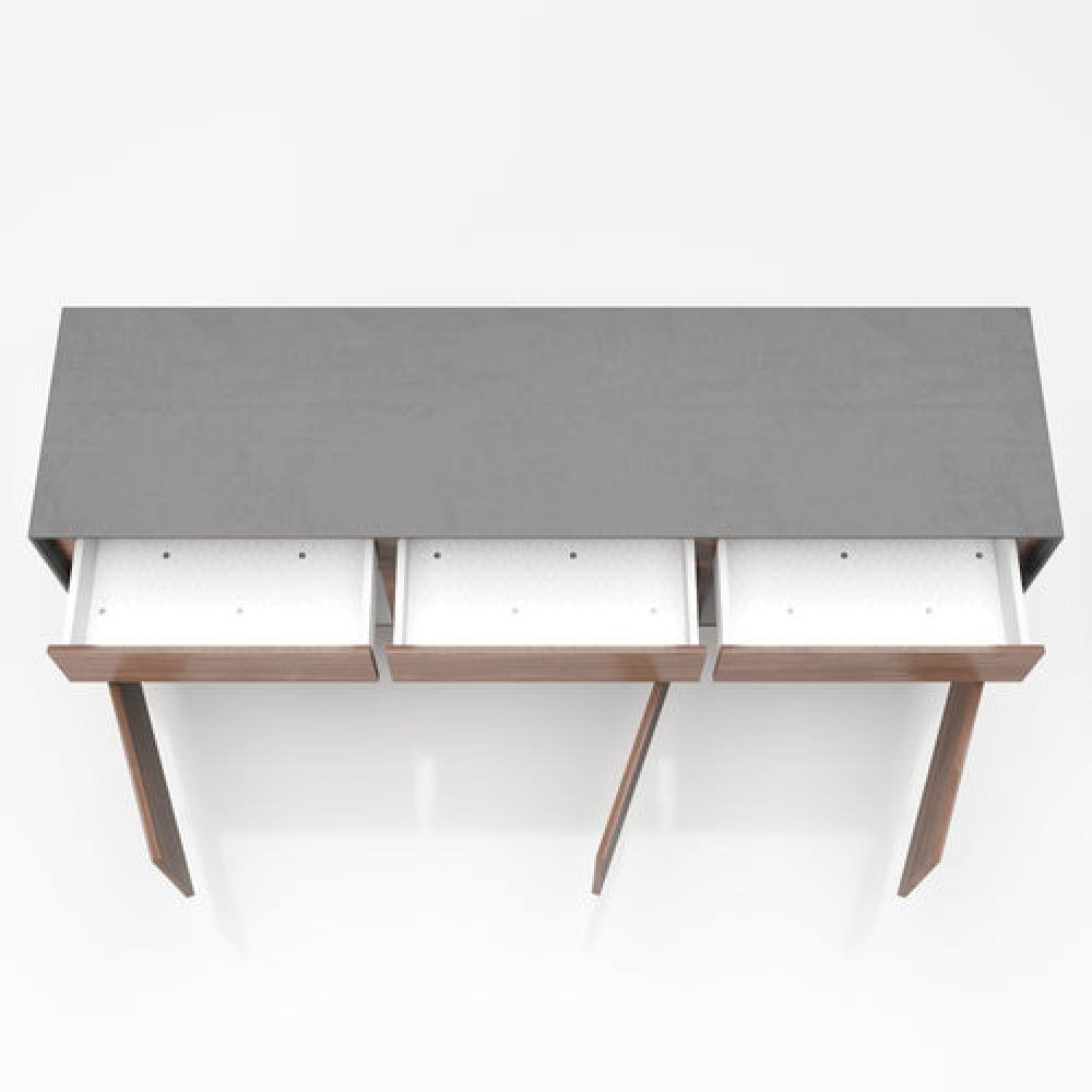 PLAYBOY Sideboard mit 3 Schubladen und 3 Türen,sanft-schliessend, grau-Nussbaumdekor, Kommode mit Stauraum im Retro-Design für Wohn-und Essbereich, Speisezimmer, Diele, Flur, Eingang und Schlafzimmer Bild 1