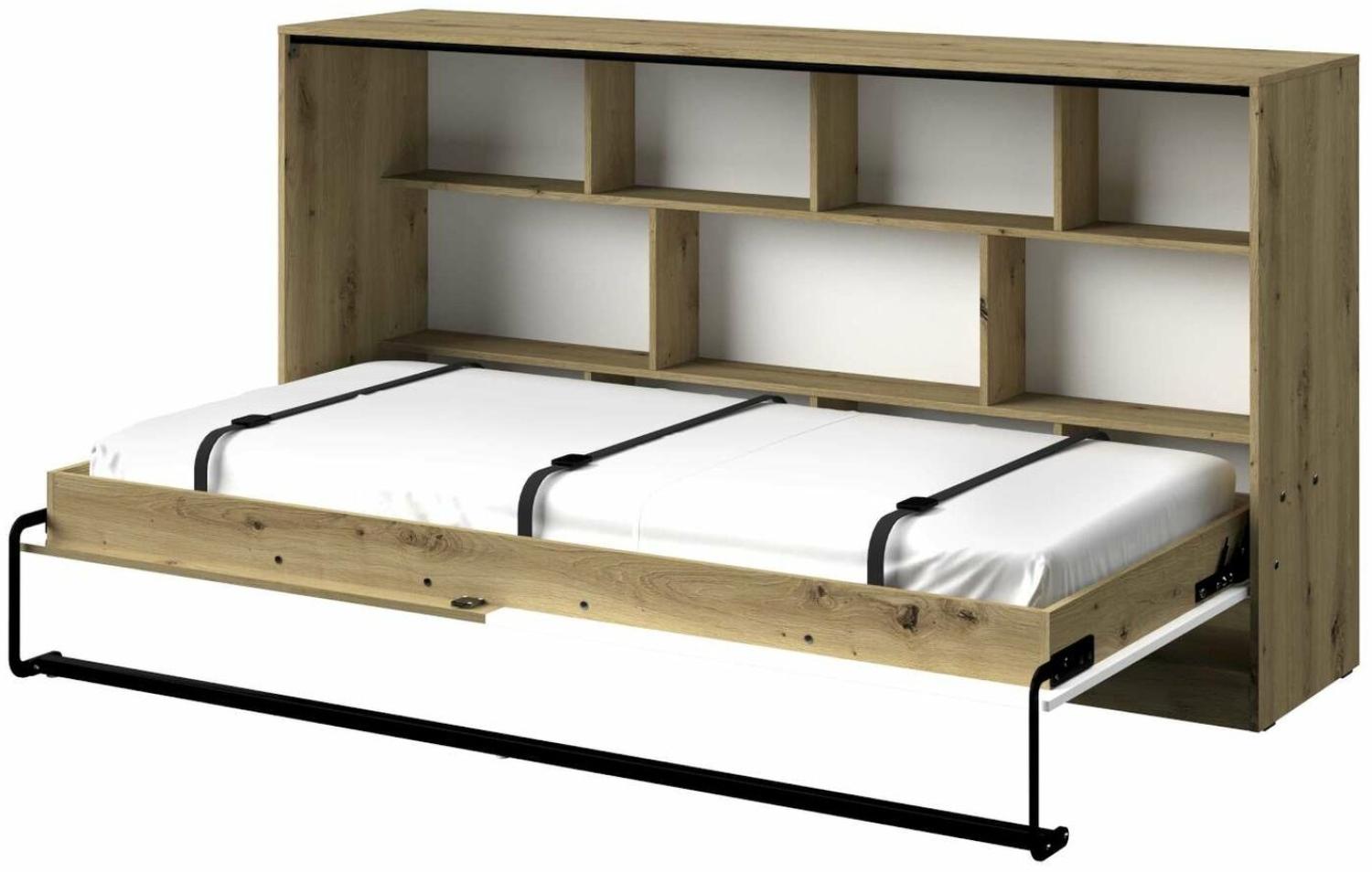 Stylefy Narin Funktionsbett II Eiche Artisan Dekor Weiß Matt Grau Matt Bild 1