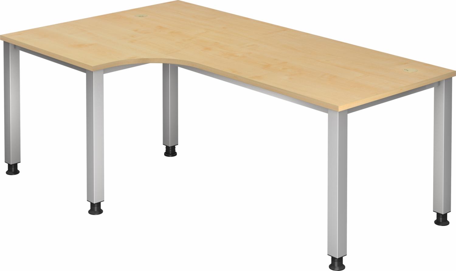 bümö manuell höhenverstellbarer Eckschreibtisch Ahorn, Schreibtisch L Form 200x120 cm - Eckschreibtisch höhenverstellbar, L Schreibtisch, PC-Tisch Büro, großer Computertisch, Q-Serie, QS-82-3 Bild 1