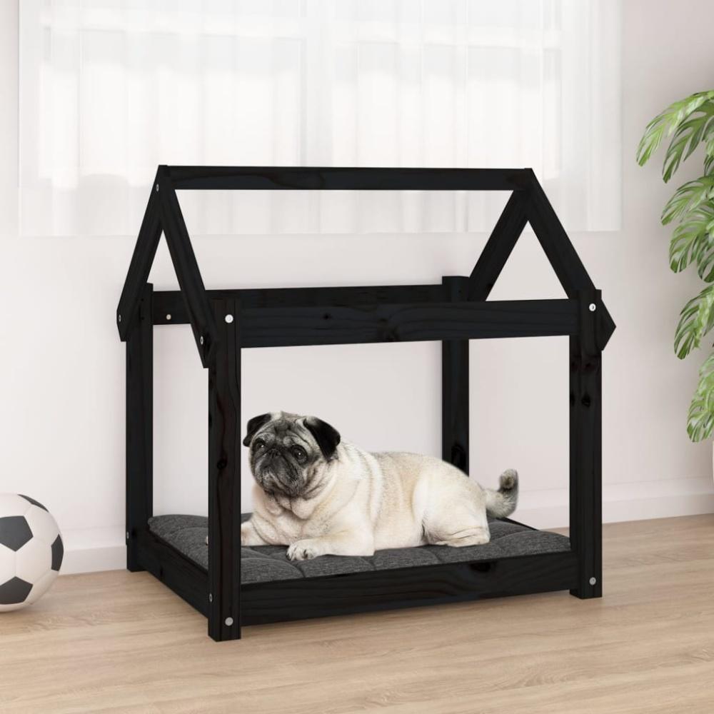 vidaXL Hundebett 71x55x70 cm Massivholz Kiefer, Schwarz Bild 1