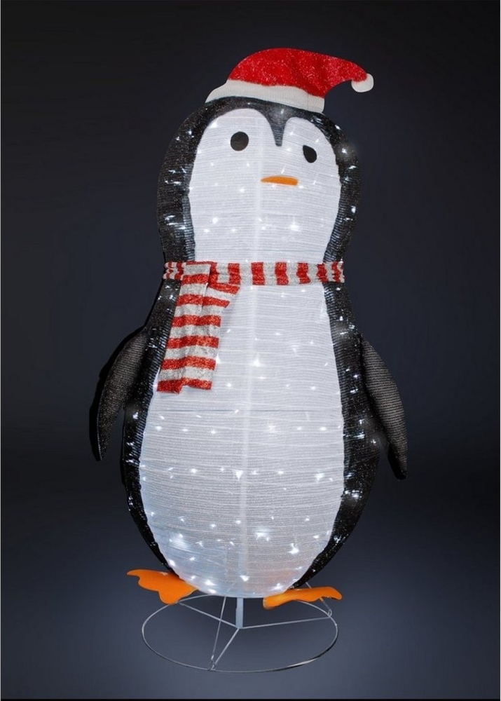 Mojawo Lichtervorhang XXL LED Pinguin / Weihnachtsmann 180CM 200 LEDs IP44 für außen Bild 1