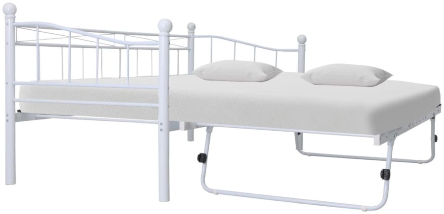 vidaXL Bettgestell Weiß Stahl 180x200/90x200 cm 285308 Bild 1