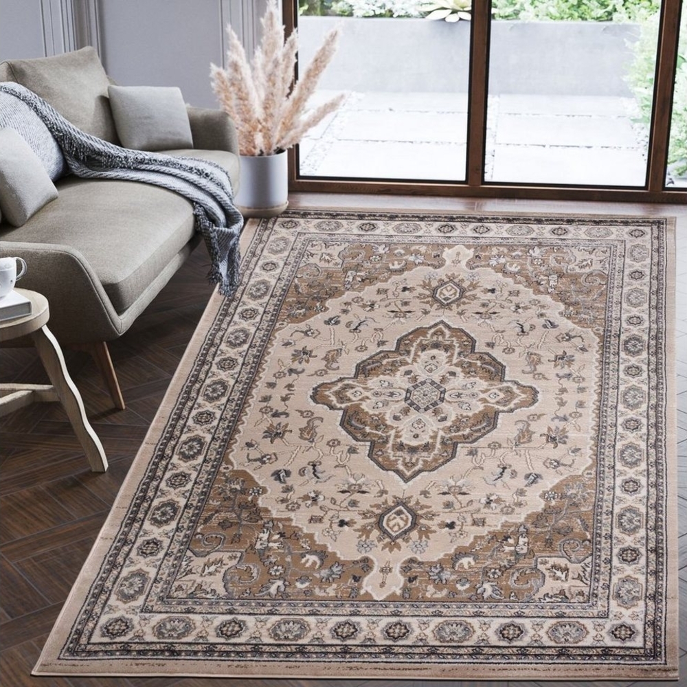 Mazovia Orientteppich Oriente Teppich - Traditioneller Teppich Orient Beige, 60 x 100 cm, Geeignet für Fußbodenheizung, Pflegeleicht, Wohnzimmerteppich Bild 1