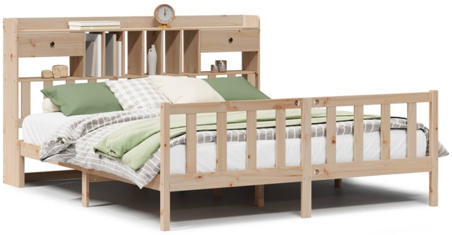 vidaXL Massivholzbett mit Regal ohne Matratze 200x200 cm Kiefernholz 3321751 Bild 1