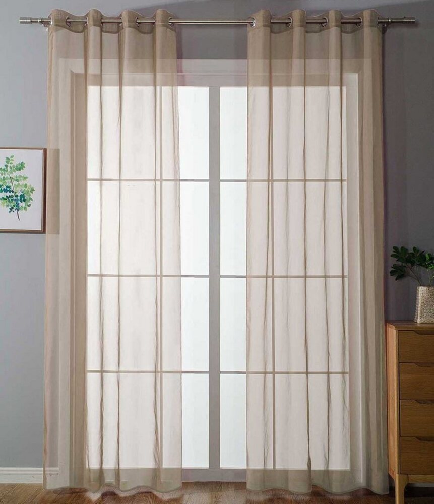 Gardinenbox Gardine, Ösen (2 St), transparent, Voile, Ösenvorhänge Voile »Uni« Bleibandabschluß 20332-cn2 Bild 1