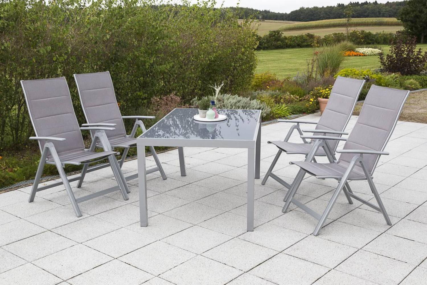 YOURSOL by Merxx Gartenmöbel Set Taviano 4 Personen mit Tisch 150 x 90 cm, verstellbare Gartenstühle Bild 1