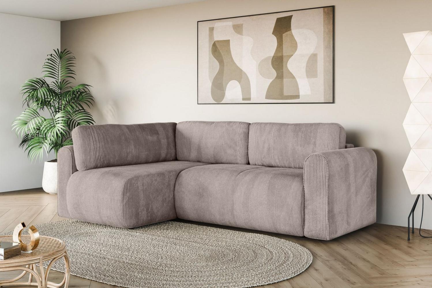 INOSIGN Ecksofa Ecksofa Zacharia wahlweise mit Bettfunktion, BxTxH 250x166x86 cm, L-Form mit Wellenunterfederung, Recamiere beidseitig montierbar Bild 1