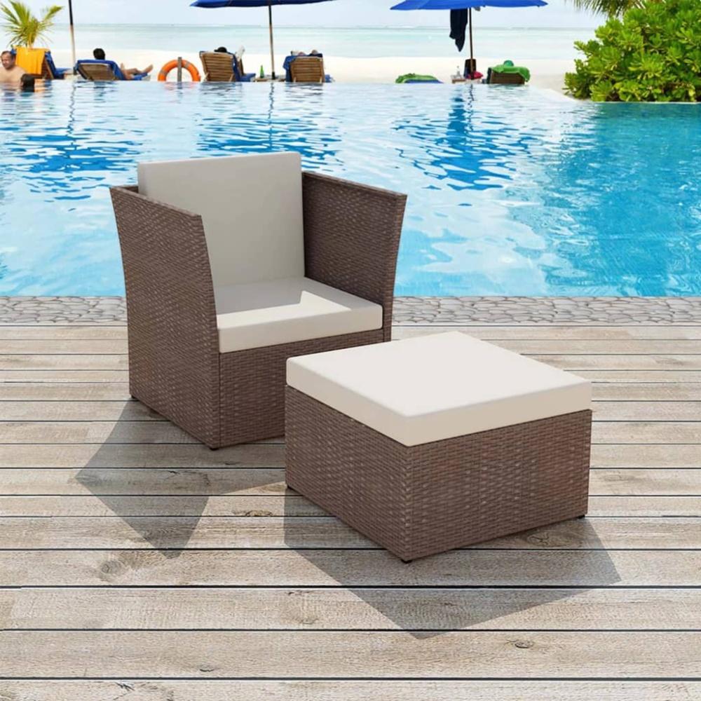 vidaXL Gartensessel mit Fußhocker Poly Rattan Braun 41980 Bild 1