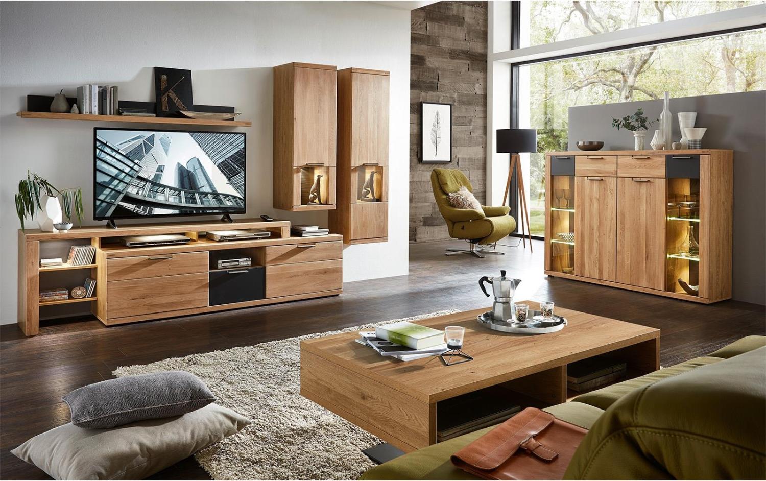 TV-Board >Bakersfield< in Wildeiche Bianco aus Metall - 180 x 52 x 40 cm (BxHxT) Bild 1