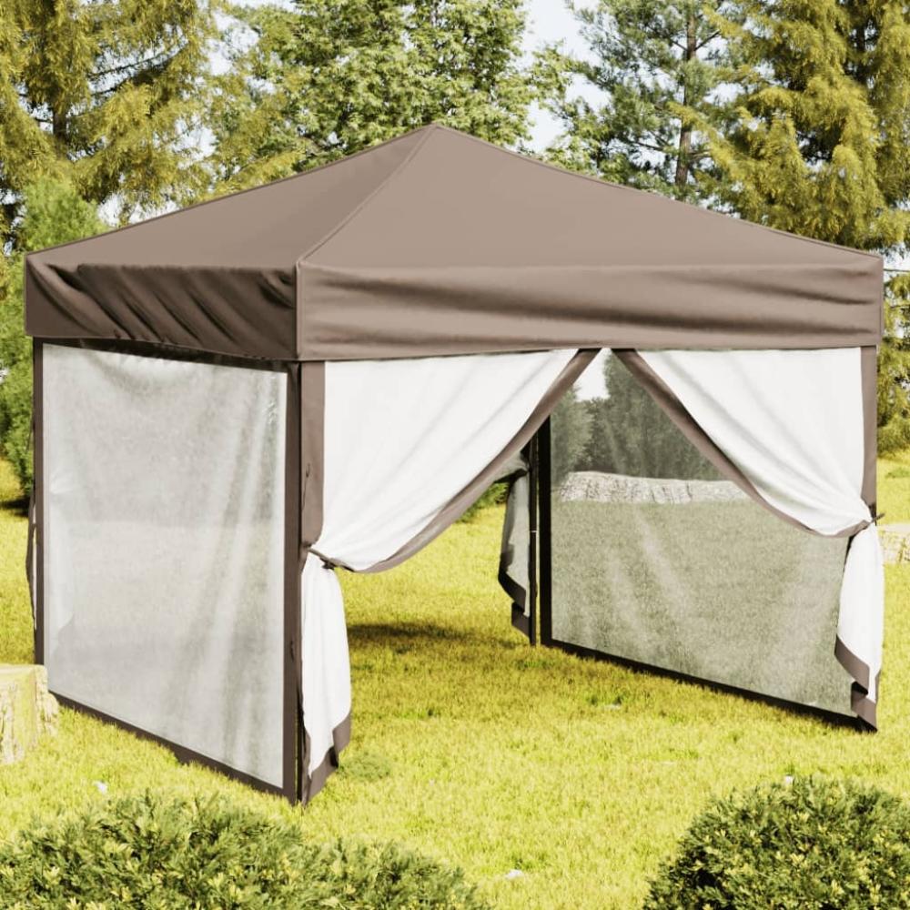 vidaXL Partyzelt Faltbar mit Seitenwänden Taupe 3x3 m 93533 Bild 1