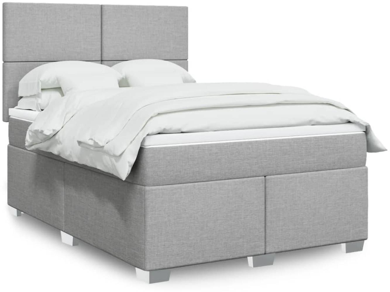 vidaXL Boxspringbett mit Matratze Hellgrau 140x190 cm Stoff 3292776 Bild 1