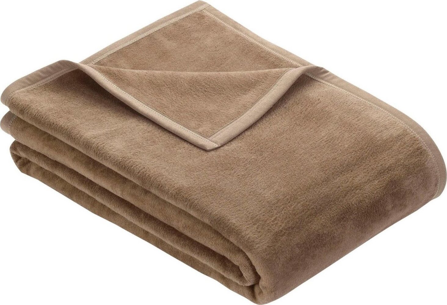 Ibena Berlin Kuscheldecke, 58 % Baumwolle, 35 % Polyacryl, 7 % Polyester hellbraun, 150x200 cm Bild 1