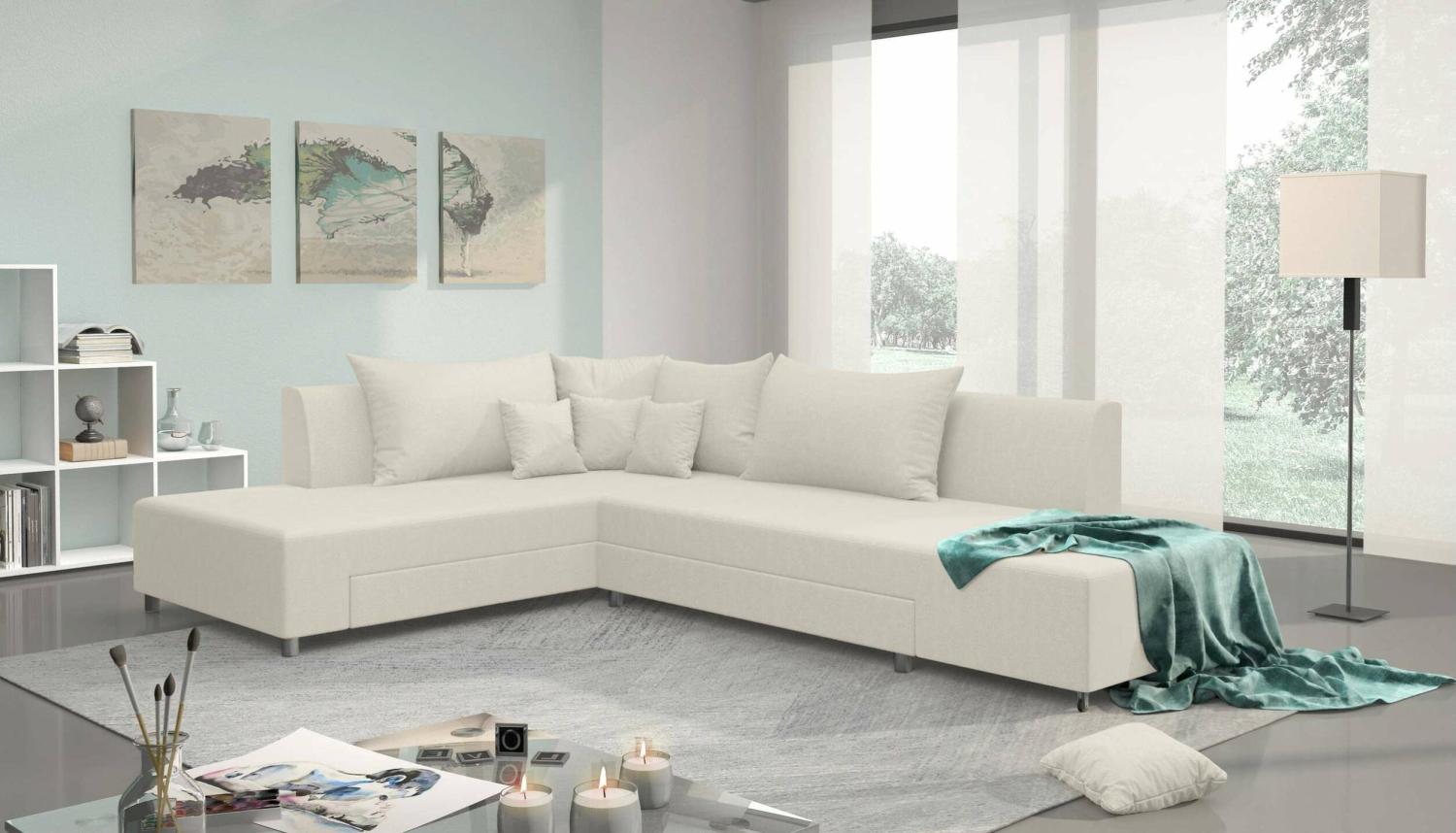 Stylefy Livia Ecksofa Beige Velours Bild 1