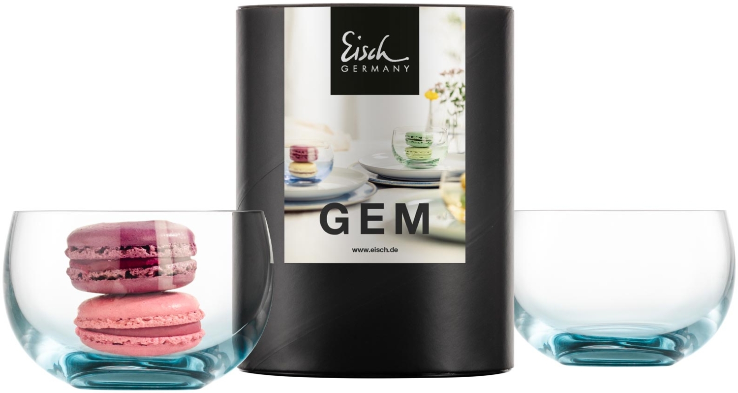 Eisch Gem Dessertschale 2er Set Aqua in Geschenkröhre Bild 1