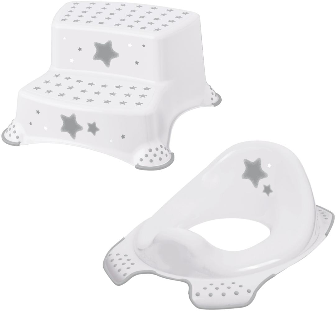 Keeeper 2-teiliges Badeset Schemel zweistufig und WC-Sitz Stars Cosmic White Bild 1