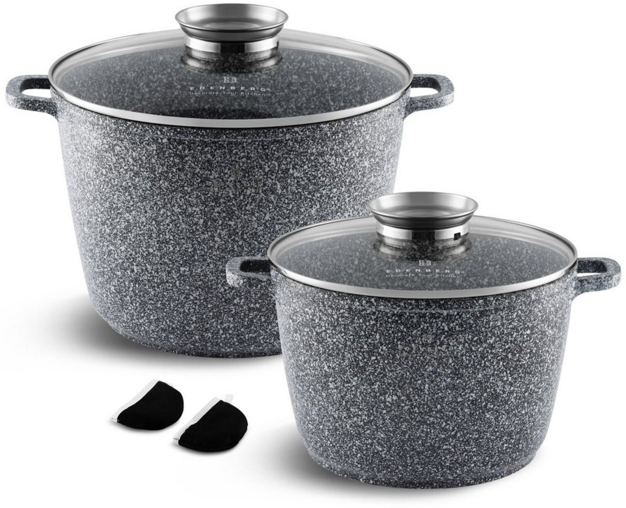 Edenberg Topf-Set 6.2L 10L, Topfset Kochtopf Suppentopf Spargeltopf Steinbeschichtung, Aluminiumguss (sehr hochwertig, 4-tlg, Zeitloses Design des Topfsets. Eine ideale Geschenkidee) Bild 1