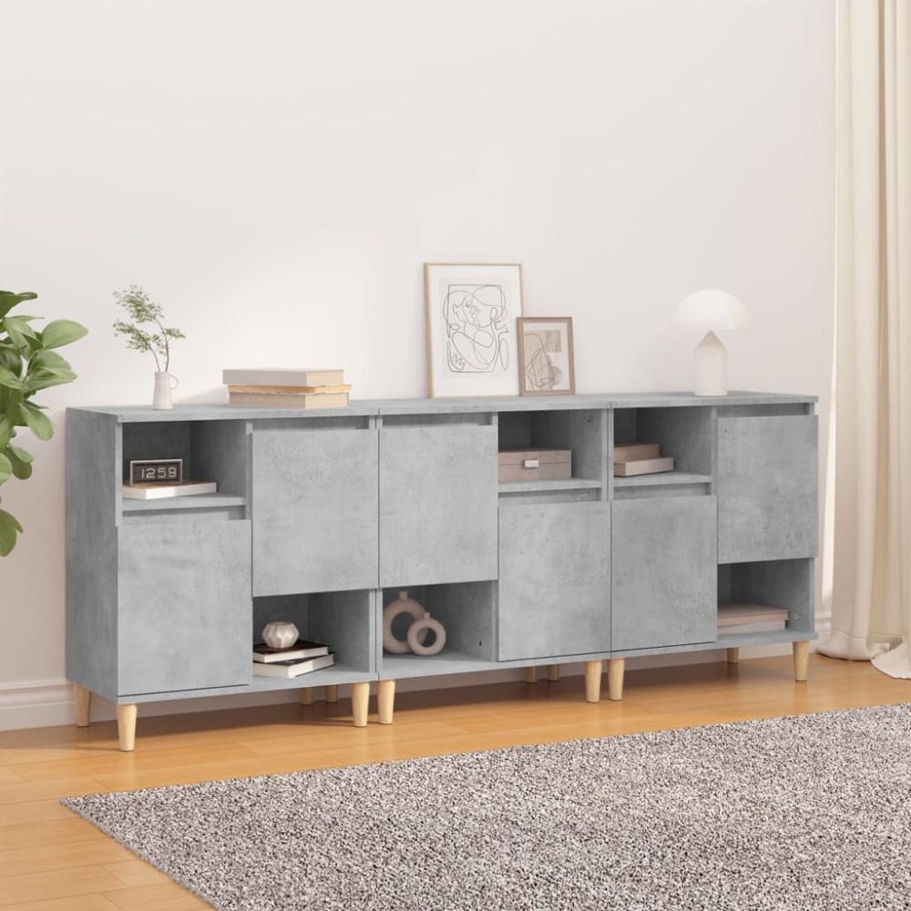 vidaXL Sideboards 3 Stk. Betongrau 60x35x70 cm Holzwerkstoff 3185739 Bild 1