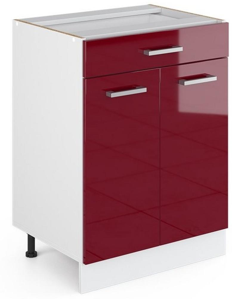 Vicco Küchenschrank R-Line Hängeschrank Unterschrank Küchenzeile Küchenunterschrank Arbeitsplatte, Möbel verfügbar in 6 Dekoren (Bordeaux ohne Arbeitsplatte, Schubunterschrank 60 cm) Bild 1