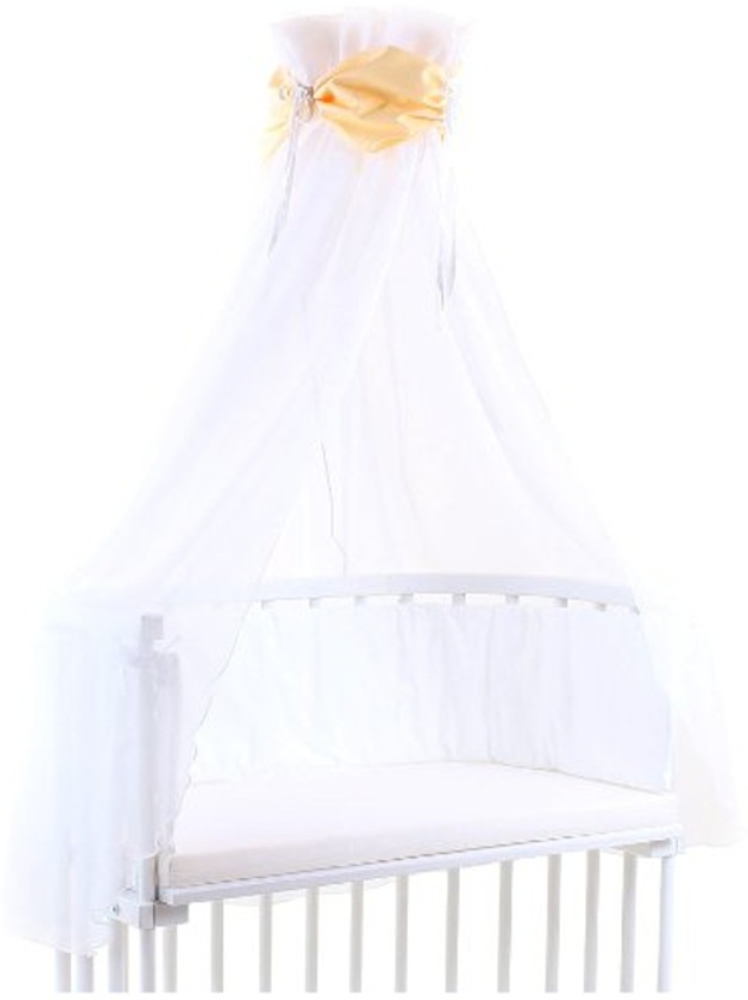Babybay Betthimmel weiß mit gelber Schleife, für alle Babybay Modelle Bild 1