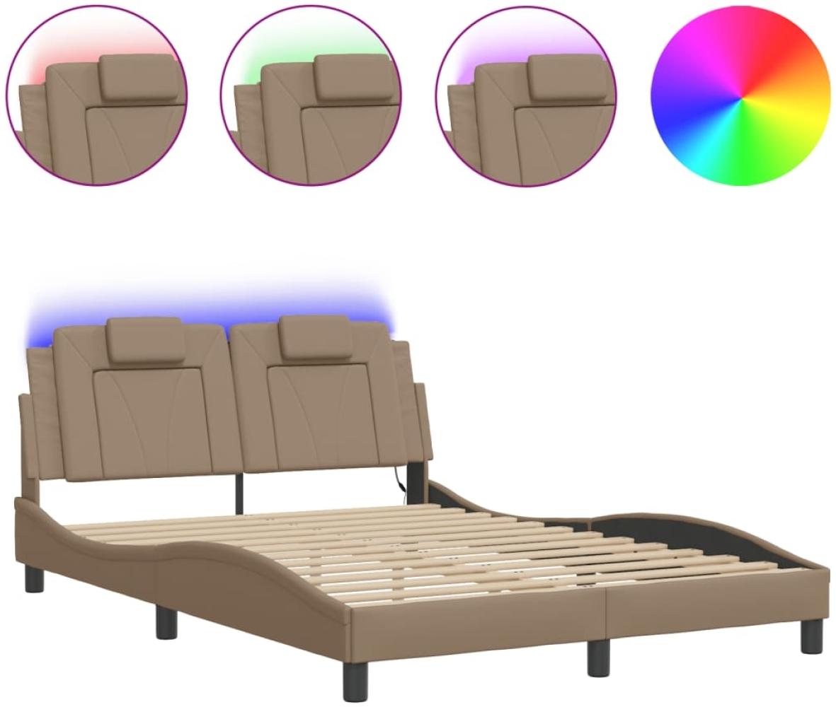 vidaXL Bettgestell "Viana" mit LED ohne Matratze Cappuccino-Braun 120x200 cm Kunstleder 3214012 Bild 1