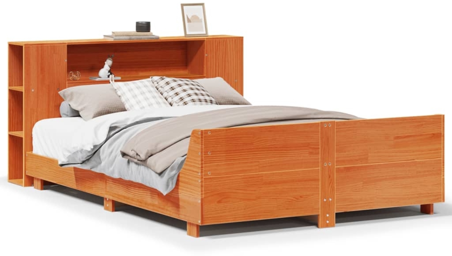 vidaXL Massivholzbett ohne Matratze Wachsbraun 120x200 cm Kiefernholz 3323655 Bild 1