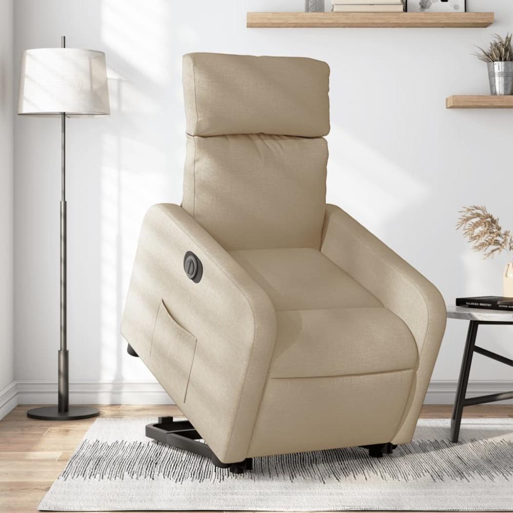 vidaXL Relaxsessel mit Aufstehhilfe Elektrisch Creme Stoff 3206725 Bild 1