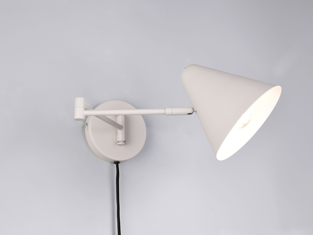 LED Wandleuchte mit Stecker, Schalter und Schwenkarm, Hellgrau, Höhe 16cm Bild 1