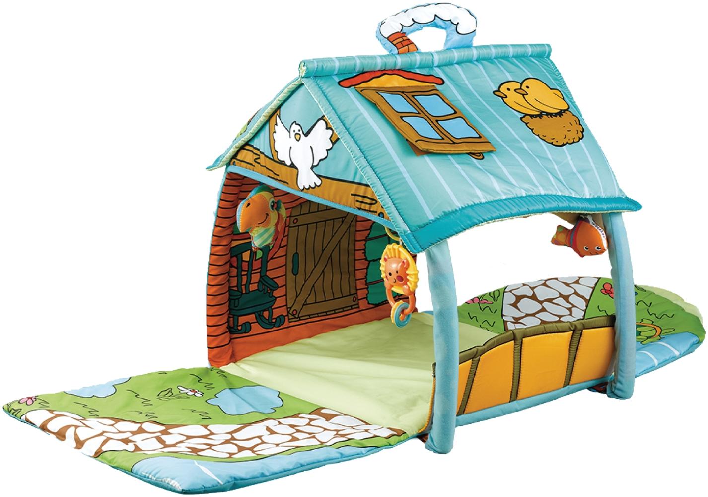 Kikkaboo Spielbogen Casa Bebe Krabbeldecke kleines Haus hängende Tiere Griff blau Bild 1