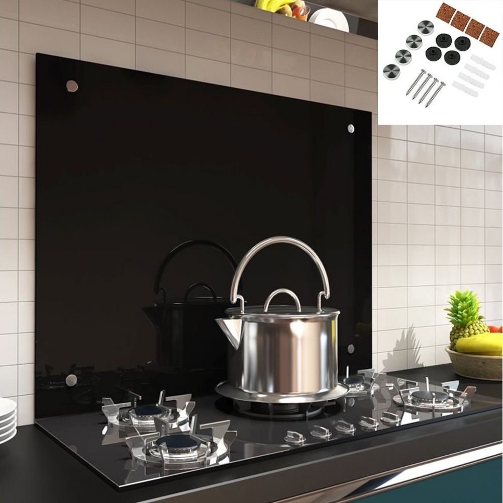 Küchenrückwand Spritzschutz Fliesenspiegel Küche Wandschutz Glas 6mm ESG Schwarz - 70x40CM Bild 1