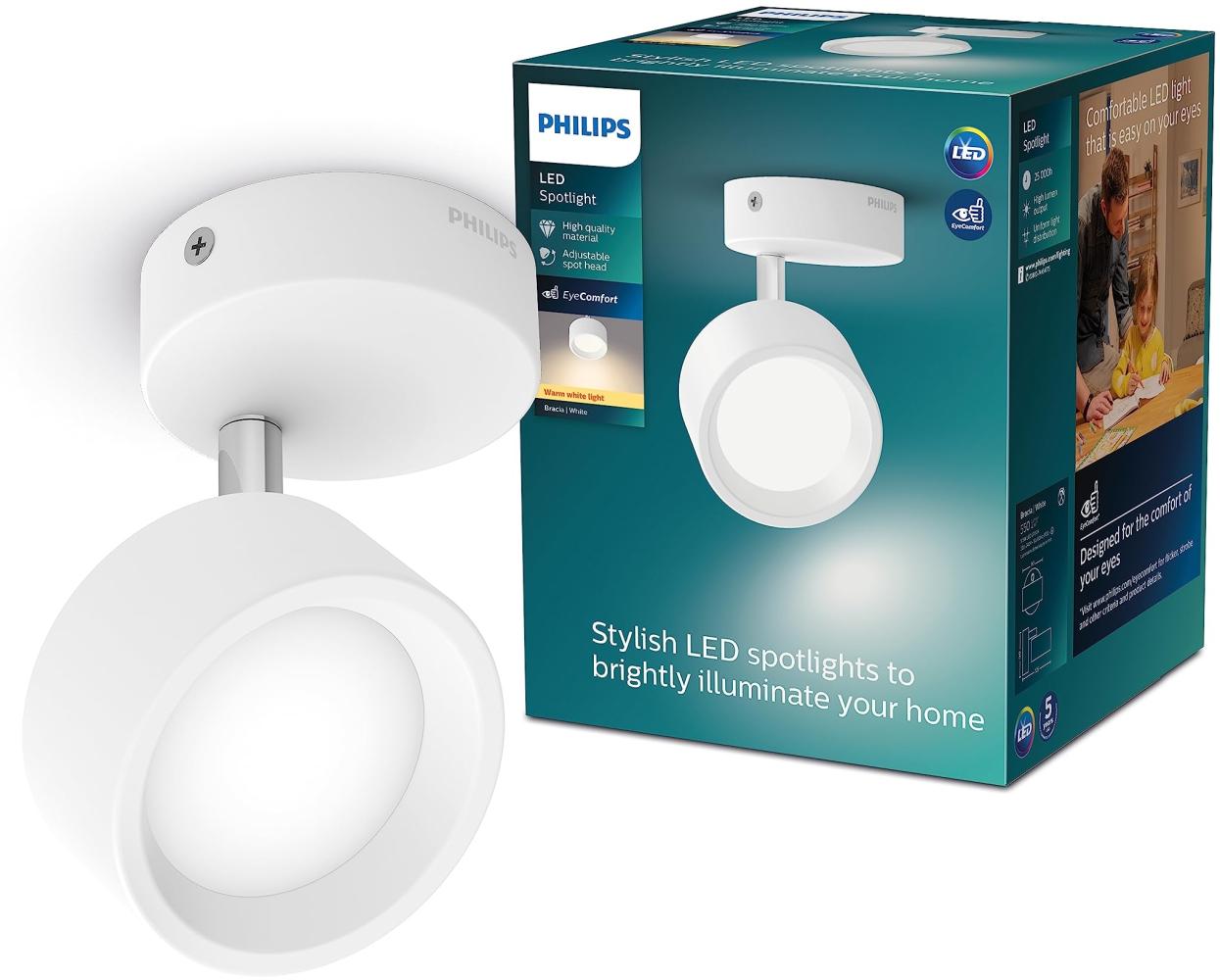 Philips Bracia Spotleuchte, einflammig, 1x5. 5W, warmweiß, weiß Bild 1