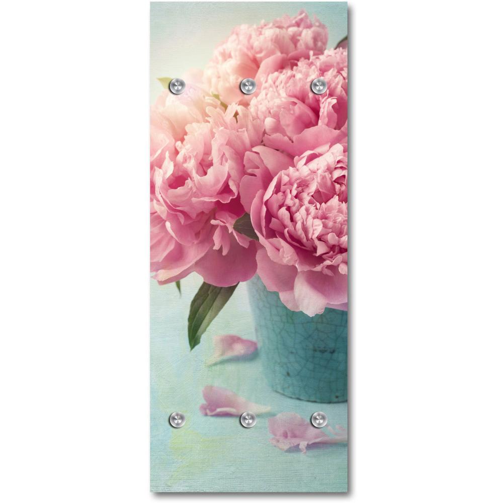 Queence Garderobe - "Peony" Druck auf hochwertigem Arcylglas inkl. Edelstahlhaken und Aufhängung, Format: 50x120cm Bild 1