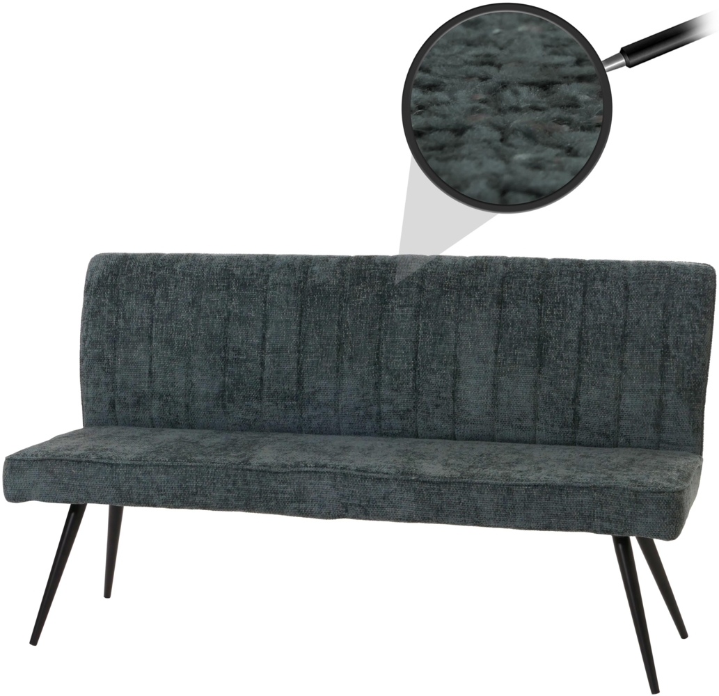 Sitzbank HWC-K16, Esszimmerbank Bank Polsterbank, Rückenlehne Stoff/Textil Chenille Metall 160cm ~ blau-grün Bild 1