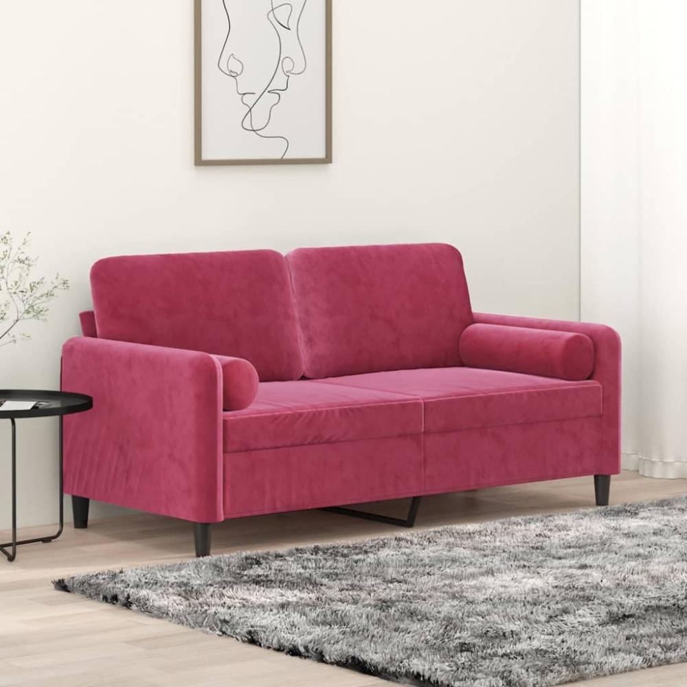 vidaXL 2-Sitzer-Sofa mit Zierkissen Weinrot 140 cm Samt 3200885 Bild 1