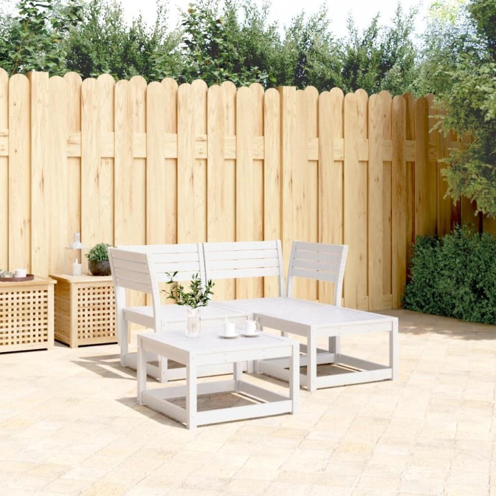 vidaXL 3-tlg. Garten-Sofagarnitur Weiß Massivholz Kiefer 3216986 Bild 1