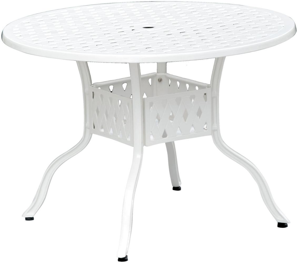 Inko Gartentisch Alu-Guss weiß Tisch Terrassentisch Ø 106 cm Bild 1