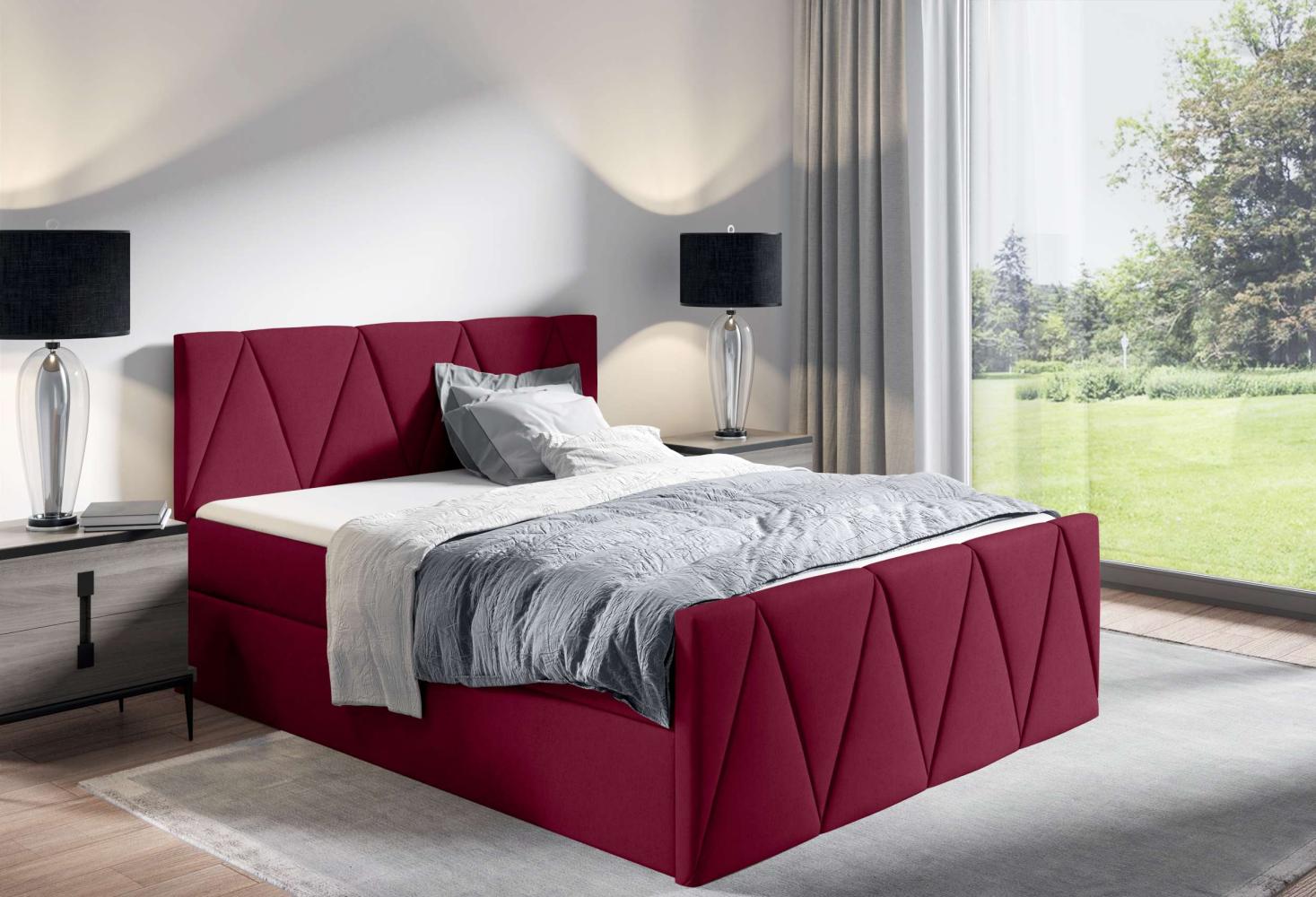 99rooms Ilsa Boxspringbett 200x200 cm Velours MONOLITH Bordeaux Bild 1