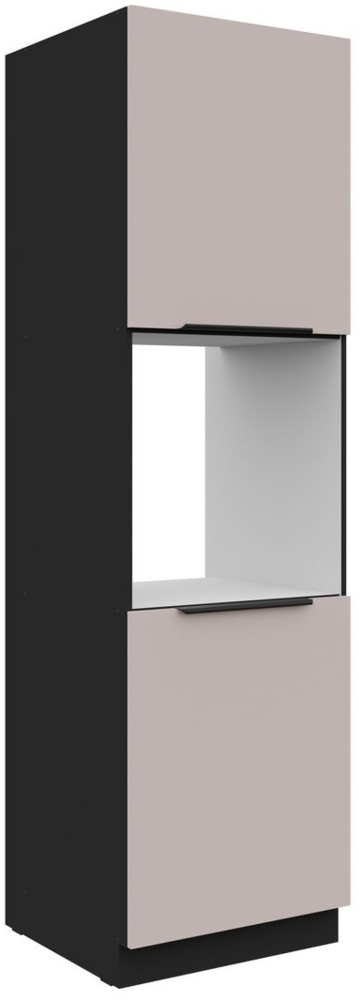 Küchen Hochschrank 60 cm ARONA Kaschmir beige + Schwarz matt Küchenzeile Küchenblock Küche Bild 1