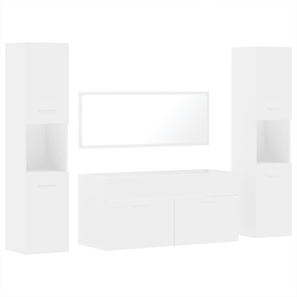 vidaXL 4-tlg. Badmöbel-Set Weiß Holzwerkstoff 3308536 Bild 1