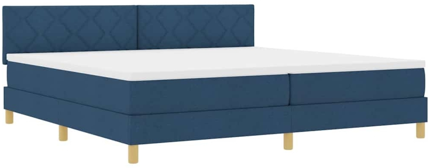 vidaXL Boxspringbett mit Matratze mit Kopfteil Blau 200 x 200 cm Stoff 3339027 Bild 1