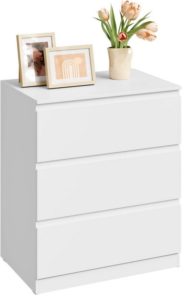 Woltu Kommode (1 St), mit 3 Schubladen, weiß, 60 x 70 x 40 cm Bild 1