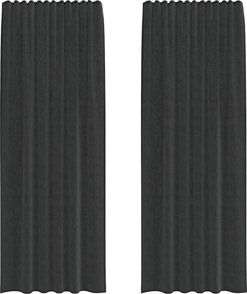 vidaXL Voile Vorhänge mit Stangentaschen 2 Stk. Schwarz 4102170 Bild 1