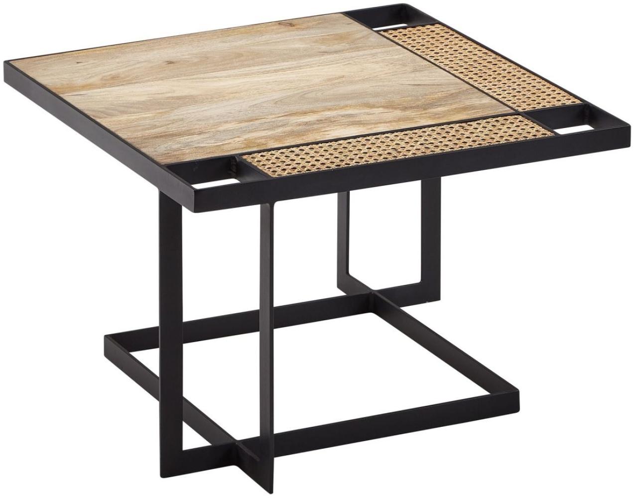 Wohnling Design Couchtisch Mango Massivholz / Rattan 60x60 cm Hell Bild 1