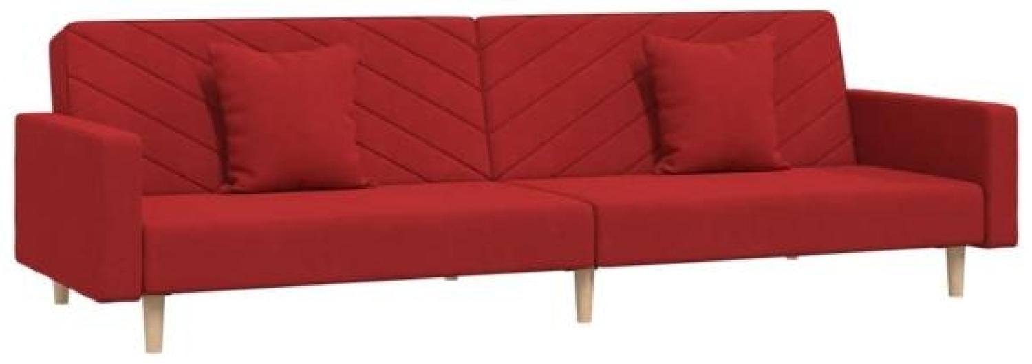 vidaXL Tagesbett 2-Sitzer mit 2 Kissen Weinrot Samt Bild 1