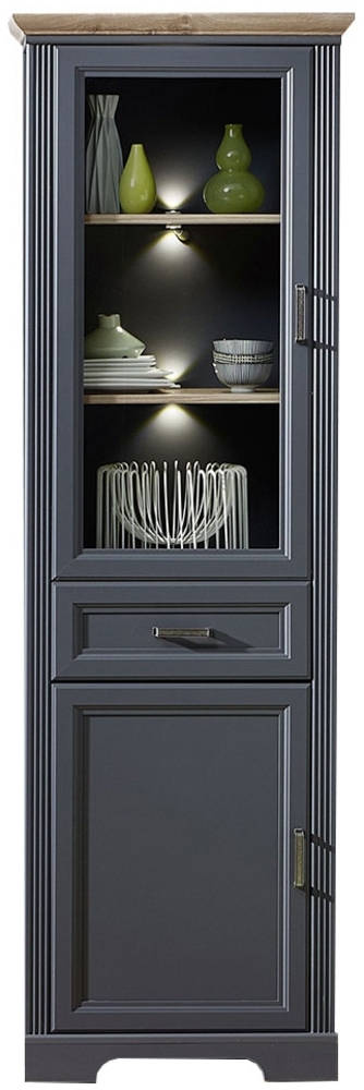 Vitrine Jena / Jasmin, Holzwerkstoff, Grau, Schwarz, 66 x 204 x 42 cm Bild 1
