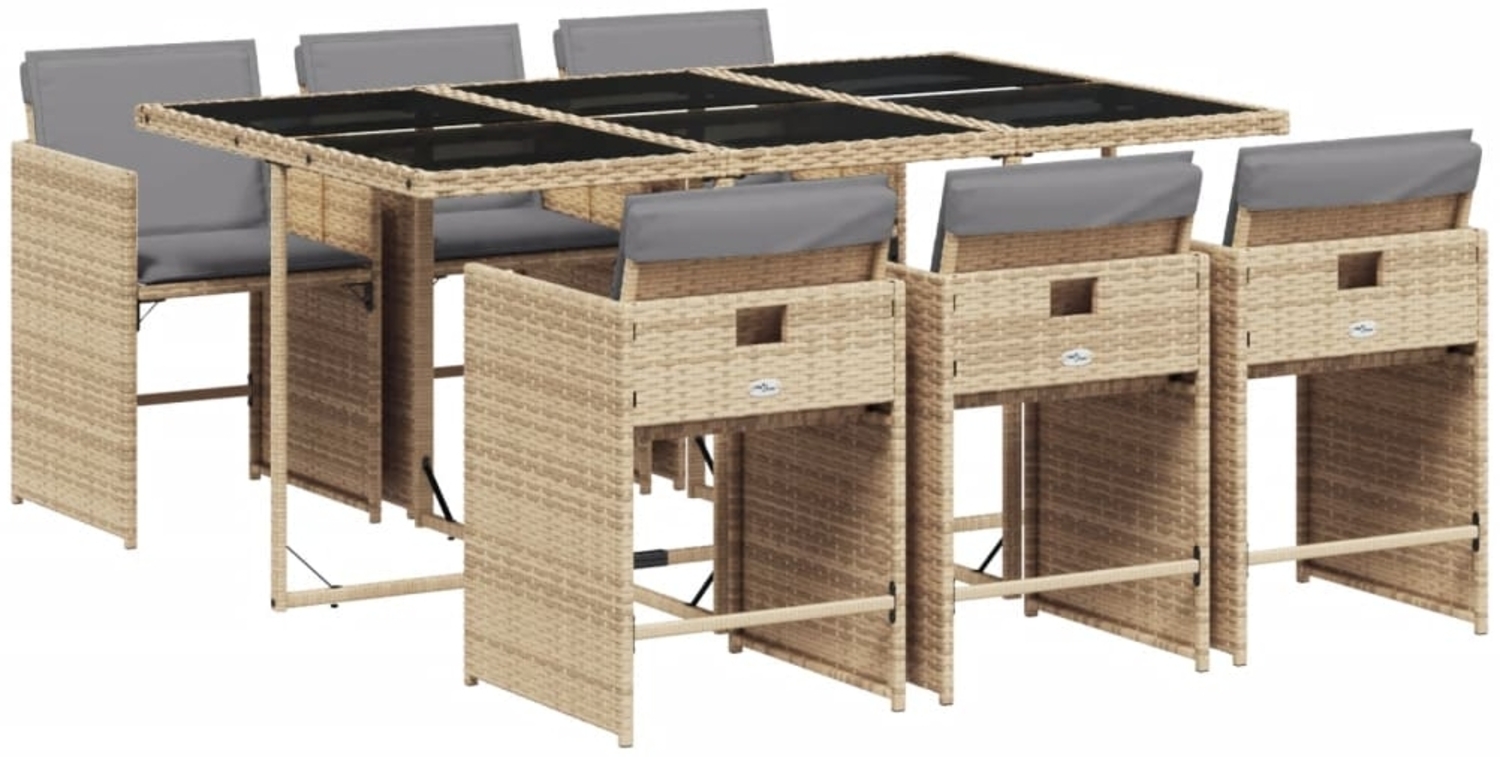 vidaXL 7-tlg. Garten-Essgruppe mit Kissen Beigemischung Poly Rattan 3211092 Bild 1