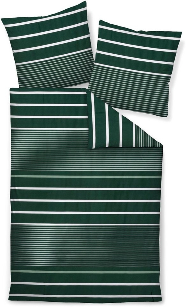 Janine Mako-Satin Bettwäsche 135x200,80x80 2 teilig J. D. 87105-06-500 jade waldgrün Bild 1