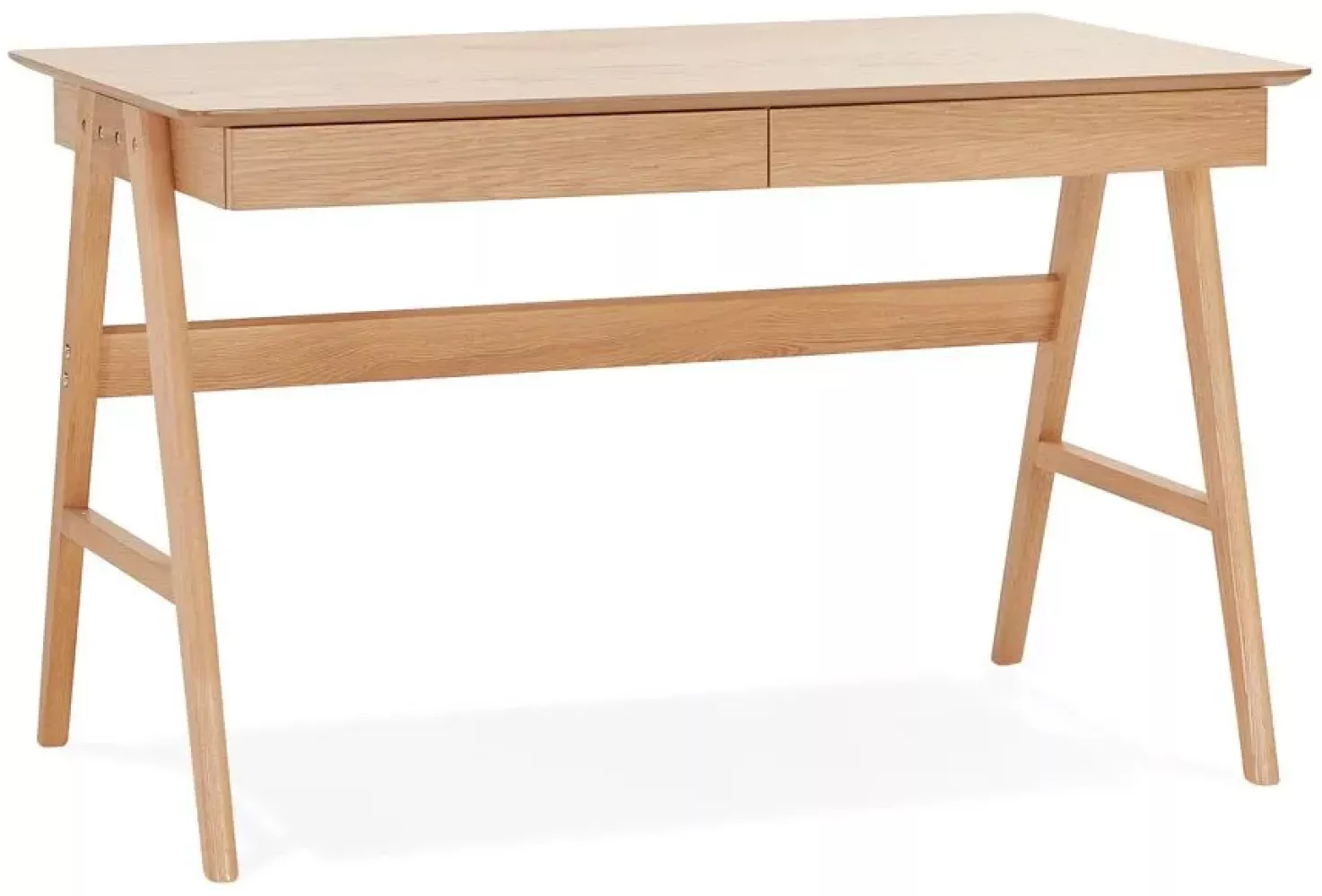 Kadima Design Bürotisch Skandinavisch 2 Schubladen | 120x70 cm | Massiv-Eiche Beine | Modern | Beige | Arbeitstisch minimalistisch Bild 1