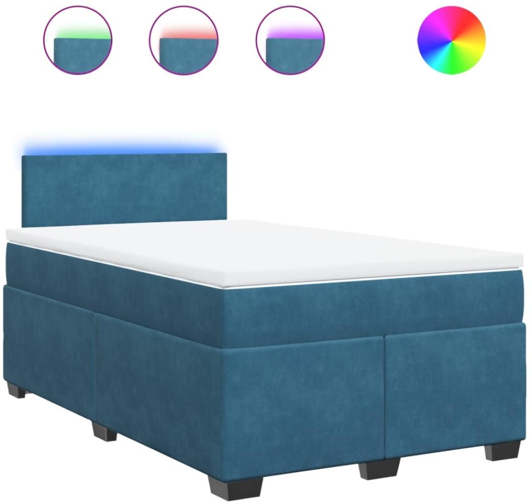 vidaXL Boxspringbett mit Matratze Blau 120x200 cm Samt 3288580 Bild 1