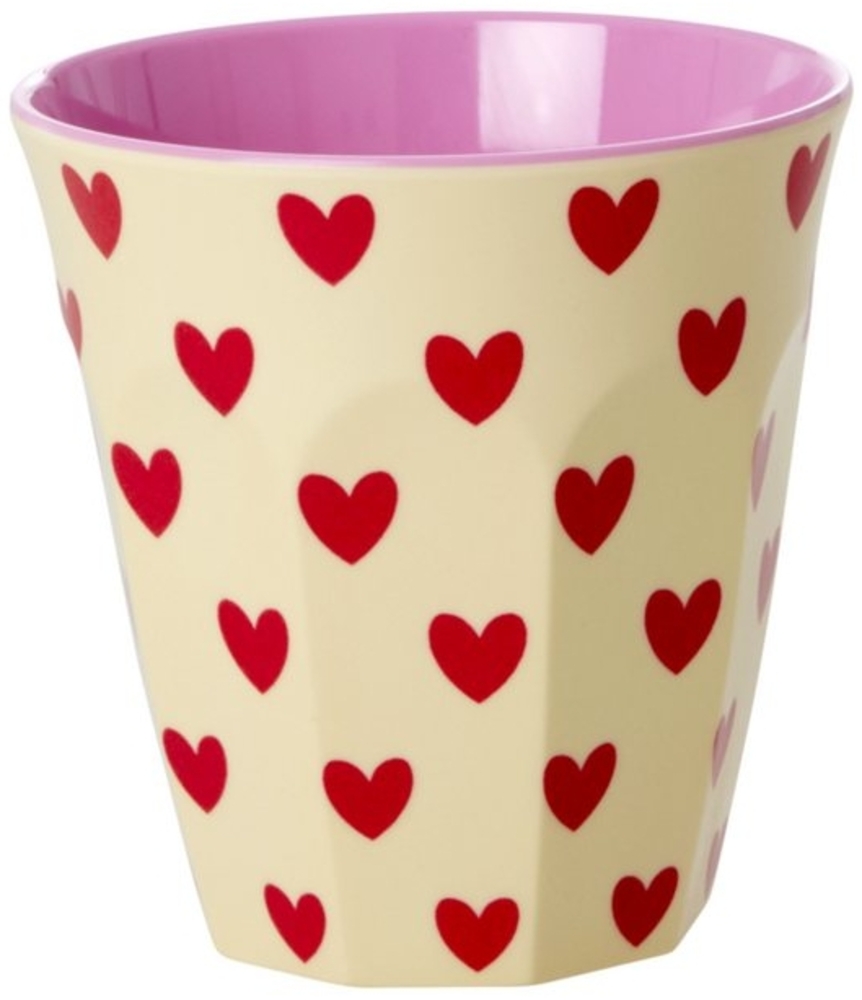 Rice Melamin Becher Darling Hearts Print Medium Melaminbecher Creme Herzenmuster Bild 1